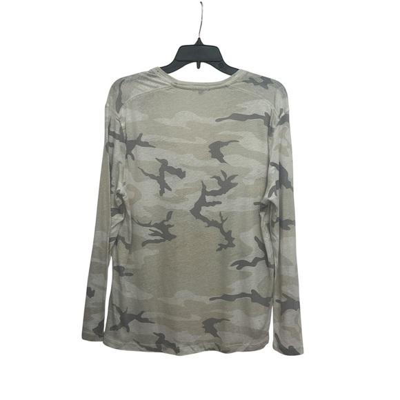 Rails Sami Long Sleeve V Neck Top In Stone Camo Size Large Linen Blend - Picture 3 of 6